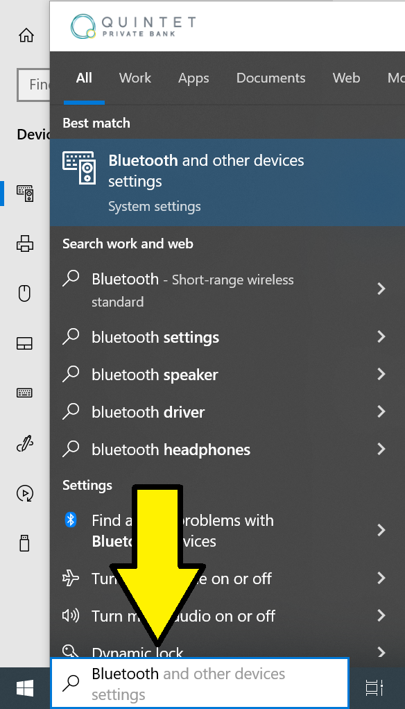 Recherche Bluetooth dans Windows